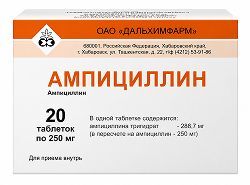 Ампициллин 250мг 20 шт. таблетки Ампициллин 250мг 20 шт. таблетки