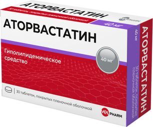 Аторвастатин 40мг 30 шт. таблетки покрытые пленочной оболочкой Аторвастатин 40мг 30 шт. таблетки покрытые пленочной оболочкой