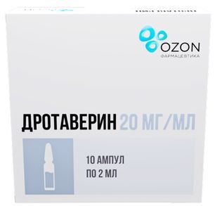 Дротаверин 20мг/мл 2мл 10 шт. раствор для внутривенного и внутримышечного введения Дротаверин 20мг/мл 2мл 10 шт. раствор для внутривенного и внутримышечного введения