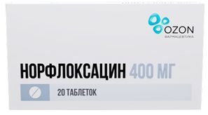 Норфлоксацин 400мг 20 шт. таблетки покрытые пленочной оболочкой Озон Норфлоксацин 400мг 20 шт. таблетки покрытые пленочной оболочкой Озон