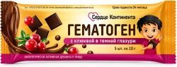 Сердце Континента гематоген с клюквой в тёмной глазури 10г 5 шт. Сердце Континента гематоген с клюквой в тёмной глазури 10г 5 шт.