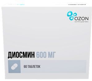 Диосмин 600мг 60 шт. таблетки покрытые пленочной оболочкой Озон Диосмин 600мг 60 шт. таблетки покрытые пленочной оболочкой Озон