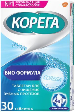 Корега Био Формула, таблетки для очищения зубных протезов, 30 шт.