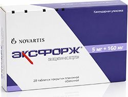 Эксфорж 5мг+160мг 28 шт. таблетки покрытые пленочной оболочкой