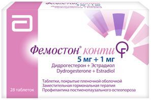 Фемостон конти 5мг+1мг 28 шт. таблетки покрытые пленочной оболочкой