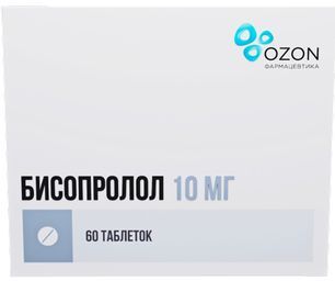Бисопролол 10мг 60 шт. таблетки покрытые пленочной оболочкой Бисопролол 10мг 60 шт. таблетки покрытые пленочной оболочкой