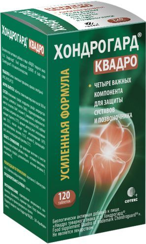 Хондрогард Квадро таблетки покрытые пленочной оболочкой 120 шт. Хондрогард Квадро таблетки покрытые пленочной оболочкой 120 шт.
