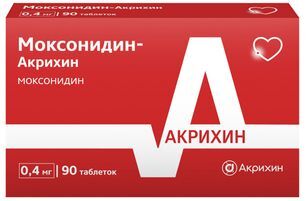 Моксонидин-акрихин 0,4мг 90 шт. таблетки покрытые пленочной оболочкой Моксонидин-акрихин 0,4мг 90 шт. таблетки покрытые пленочной оболочкой