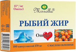 Мирролла Рыбий Жир капсулы Облепиха 100 шт. Мирролла Мирролла Рыбий Жир капсулы Облепиха 100 шт. Мирролла