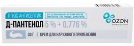 Д-Пантенол Плюс Антисептик 5%+0,776% 30г крем для наружного применения Д-Пантенол Плюс Антисептик 5%+0,776% 30г крем для наружного применения