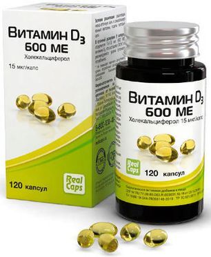 Витамин D3 (Холекальциферол) 600Ме капсулы 120 шт. РеалКапс Зао Витамин D3 (Холекальциферол) 600Ме капсулы 120 шт. РеалКапс Зао