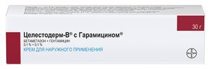 Целестодерм-В С Гарамицином 0,1%+0,1% 30г крем для наружного применения Целестодерм-В С Гарамицином 0,1%+0,1% 30г крем для наружного применения