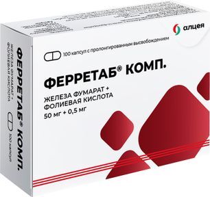Ферретаб комп 50мг+0,5мг 100 шт. капсулы с пролонгированным высвобождением Ферретаб комп 50мг+0,5мг 100 шт. капсулы с пролонгированным высвобождением