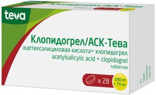 Клопидогрел/аск-тева 100мг+75мг 28 шт. таблетки Клопидогрел/аск-тева 100мг+75мг 28 шт. таблетки
