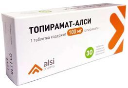 Топирамат-алси 100мг 30 шт. таблетки покрытые пленочной оболочкой Топирамат-алси 100мг 30 шт. таблетки покрытые пленочной оболочкой