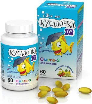 Кусалочка Iq Омега-3 капсулы жевательные для детей 60 шт.