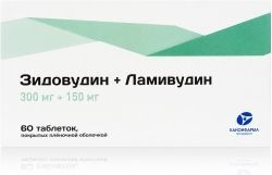 Зидовудин+Ламивудин 300мг+150мг 60 шт. таблетки покрытые пленочной оболочкой продакшн Зао Зидовудин+Ламивудин 300мг+150мг 60 шт. таблетки покрытые пленочной оболочкой продакшн Зао