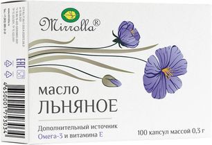 Мирролла масло льняное капсулы 100 шт. Мирролла масло льняное капсулы 100 шт.