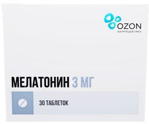 Мелатонин 3мг 30 шт. таблетки покрытые пленочной оболочкой Мелатонин 3мг 30 шт. таблетки покрытые пленочной оболочкой