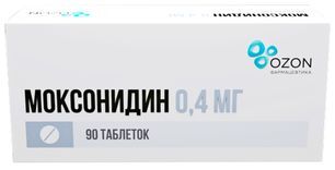 Моксонидин 0,4мг 90 шт. таблетки покрытые пленочной оболочкой Моксонидин 0,4мг 90 шт. таблетки покрытые пленочной оболочкой