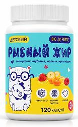 Биофорте рыбий жир детский капсулы клубника/малина/мультифрукт 120 шт. Биофорте рыбий жир детский капсулы клубника/малина/мультифрукт 120 шт.