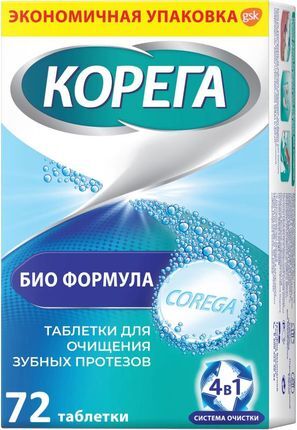 Корега Био Формула, таблетки для очищения зубных протезов, 72 шт.