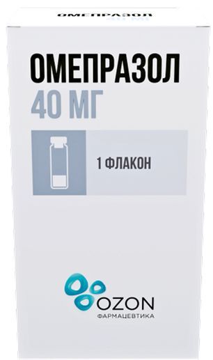Омепразол 40мг №1 лиофилизат для приготовления раствора для инфузий Омепразол 40мг №1 лиофилизат для приготовления раствора для инфузий