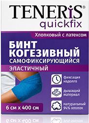 Тенерис квикфикс коттон бинт когезивный самофиксирующийся на тканевой основе с латексом 6смx4м синий