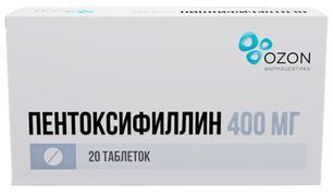 Пентоксифиллин 400мг 20 шт. таблетки с пролонгированным высвобождением покрытые пленочной оболочкой Пентоксифиллин 400мг 20 шт. таблетки с пролонгированным высвобождением покрытые пленочной оболочкой