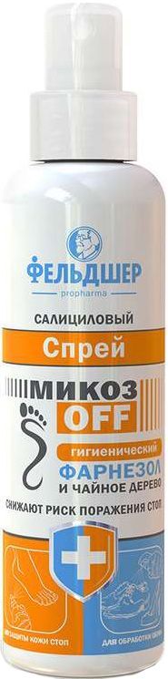 Фельдшер Микозофф спрей салициловый гигиенический Фарнезол и Чайное дерево 190мл Фельдшер Микозофф спрей салициловый гигиенический Фарнезол и Чайное дерево 190мл