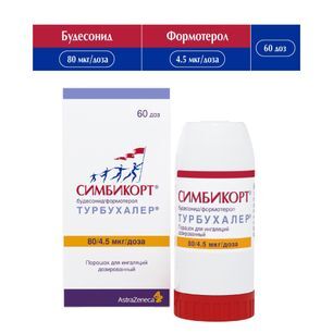 Симбикорт Турбухалер 80мкг/4,5мкг 60доз порошок для ингаляций дозированный Симбикорт Турбухалер 80мкг/4,5мкг 60доз порошок для ингаляций дозированный