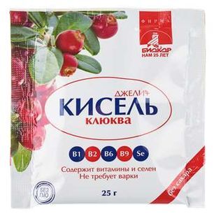 Джели+ кисель Клюква 25г Биокор Джели+ кисель Клюква 25г Биокор