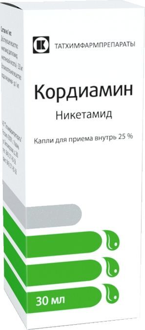 Кордиамин 25% 30мл капли для приема внутрь Татхимфармпрепараты Кордиамин 25% 30мл капли для приема внутрь Татхимфармпрепараты