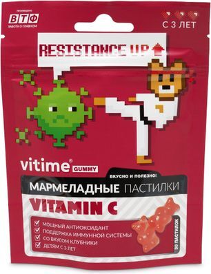 Витайм пастилки мармеладные Витамин С со вкусом клубники 30 шт. Витайм пастилки мармеладные Витамин С со вкусом клубники 30 шт.
