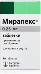 Мирапекс 0,25мг 30 шт. таблетки Мирапекс 0,25мг 30 шт. таблетки