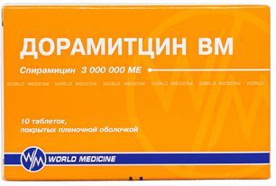 Дорамитцин Вм 3000000Ме 10 шт. таблетки покрытые пленочной оболочкой Уорлд Медицин Илач Сан. Ве Тидж. А.Ш.