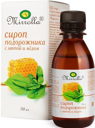 Мирролла сироп подорожника с мятой/медом 150мл Мирролла Мирролла сироп подорожника с мятой/медом 150мл Мирролла