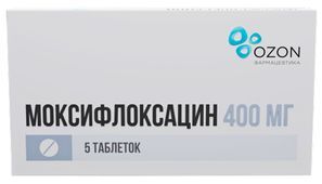 Моксифлоксацин 400мг 5 шт. таблетки покрытые пленочной оболочкой Моксифлоксацин 400мг 5 шт. таблетки покрытые пленочной оболочкой