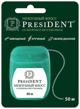 Президент Флосс зубная нить со Фтором и вкусом Мяты 50м арт.102 Piave spazzolificio S.p.A. Президент Флосс зубная нить со Фтором и вкусом Мяты 50м арт.102 Piave spazzolificio S.p.A.