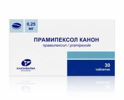 Прамипексол Канон 0,25мг 30 шт. таблетки Прамипексол Канон 0,25мг 30 шт. таблетки