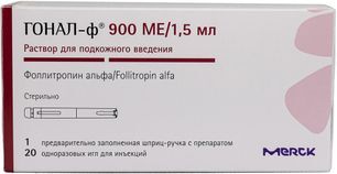 Гонал-Ф 66мкг/1,5мл 1,5мл 1 шт. раствор для подкожного введения Гонал-Ф 66мкг/1,5мл 1,5мл 1 шт. раствор для подкожного введения