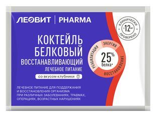Леовит Фарма коктейль белковый восстанавливающий со вкусом клубники 20г