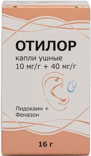 Отилор 10мг/г + 40мг/г 16г капли ушные Отилор 10мг/г + 40мг/г 16г капли ушные