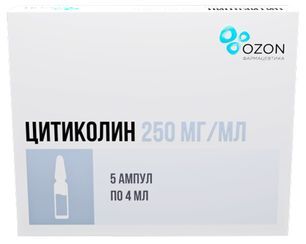 Цитиколин 250мг/мл 4мл 5 шт. раствор для внутривенного и внутримышечного введения Цитиколин 250мг/мл 4мл 5 шт. раствор для внутривенного и внутримышечного введения