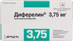 Диферелин 3,75мг 1 шт. лиофилизат для приготовления суспензии для внутримышечного введения пролонгированного действия Диферелин 3,75мг 1 шт. лиофилизат для приготовления суспензии для внутримышечного введения пролонгированного действия