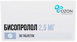 Бисопролол 2,5мг 30 шт. таблетки покрытые пленочной оболочкой Бисопролол 2,5мг 30 шт. таблетки покрытые пленочной оболочкой