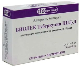 Биолек Туберкулин Ппд-Л 2Те/доза 1мл 1 шт. раствор для внутрикожного введения Биолек Туберкулин Ппд-Л 2Те/доза 1мл 1 шт. раствор для внутрикожного введения