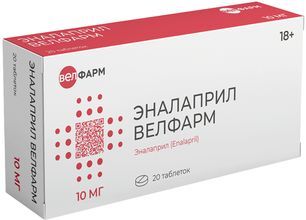 Эналаприл велфарм 10мг 20 шт. таблетки Эналаприл велфарм 10мг 20 шт. таблетки