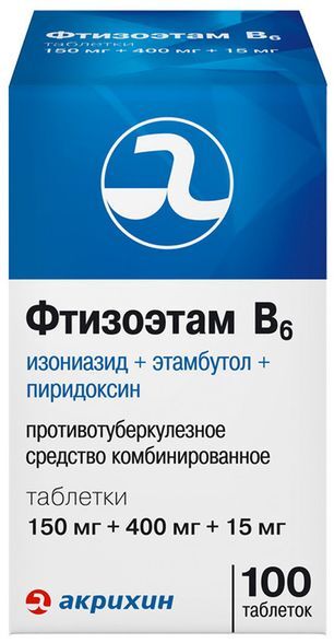 Фтизоэтам В6 150мг+400мг+15мг 100 шт. таблетки Акрихин