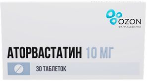Аторвастатин 10мг 30 шт. таблетки покрытые пленочной оболочкой Аторвастатин 10мг 30 шт. таблетки покрытые пленочной оболочкой